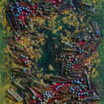 Venusfalle, Collagen mit Acrylfarben auf Leinwand, Format 70x50 cm