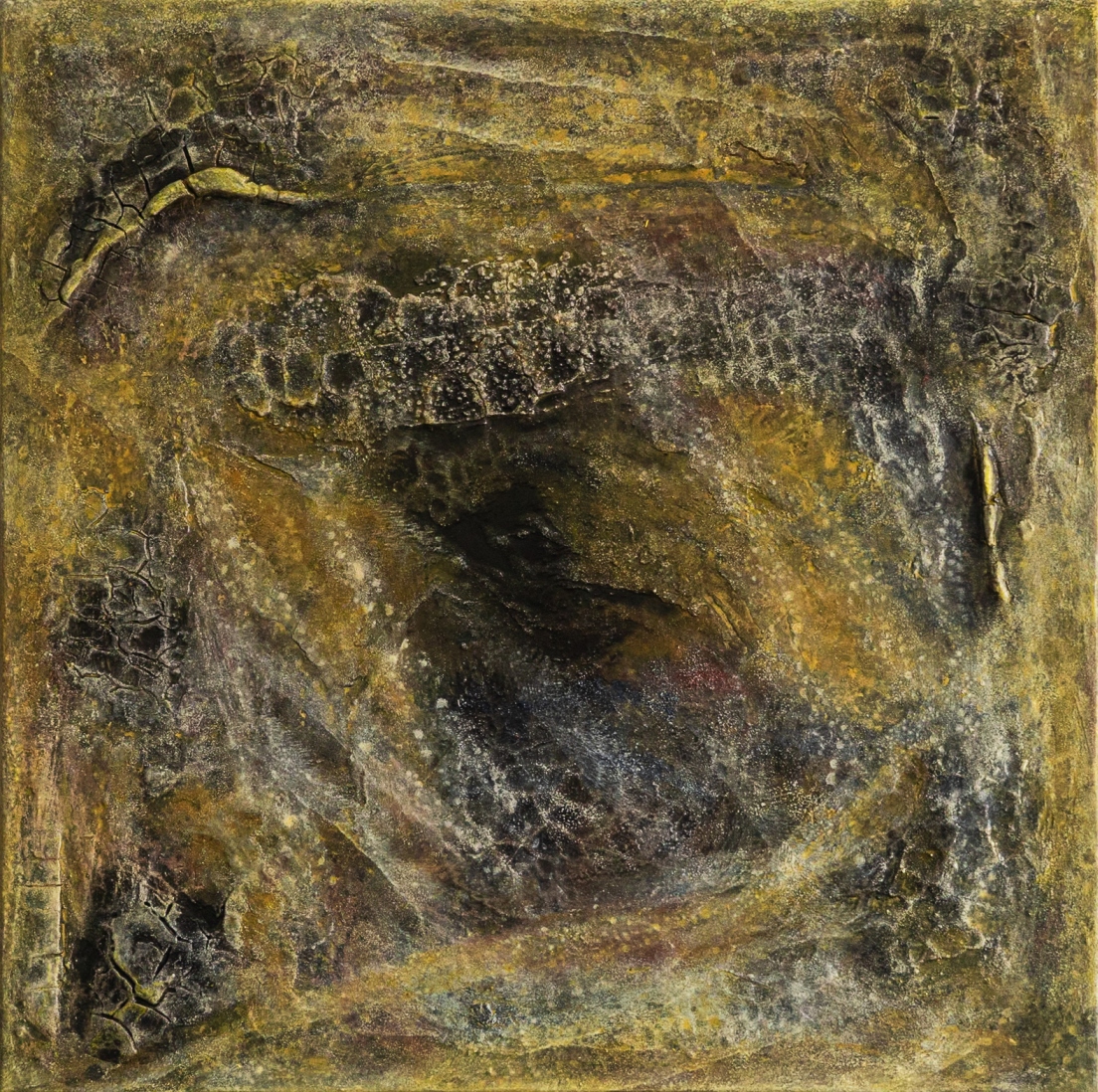 "Spuren im Verborgenen", Mischtechnik auf Leinwand, Format 50x50 cm